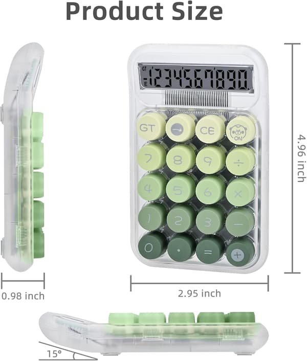 Skrivbordskalkylator, Mekanisk LCD-display, Stora knappar 10 siffror (Grön)