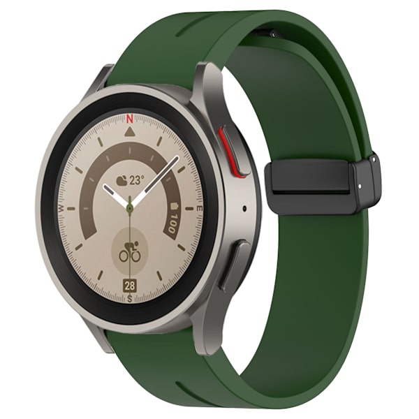 20mm Magnetiskt Silikonarmband för Samsung Galaxy Watch 6/6 Classic/5/4/huawei Watch Gt 3 42mm, Klockarmband Svart Spänne Army Green