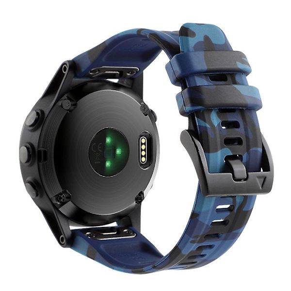 Silikonklokkebånd for Garmin Fenix 7x / 6x, kamuflasjemønster 26mm hurtigutløsing uformell rem Camouflage Blue