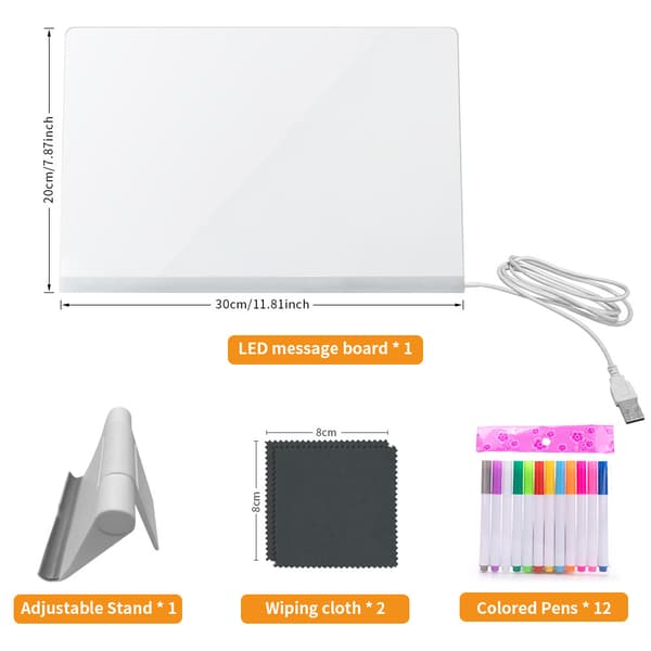 Led Note Board, 11.81×7.87In Med 12 Markører Led Tegnebræt Til Børn Led