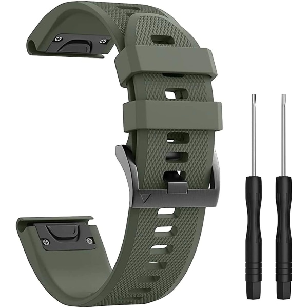 Silikone urrem Fenix ​​5x 26 mm bredde kompatibel med Fenix ​​5x/fenix 5x Plus/fenix 6x Pro ArmyGreen