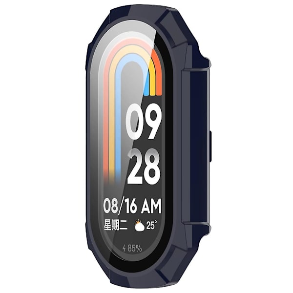För Mi-Band 8 Full Edge-Screen Protector Case Watch Bumper-Shell Dammtätt cover Ink blue