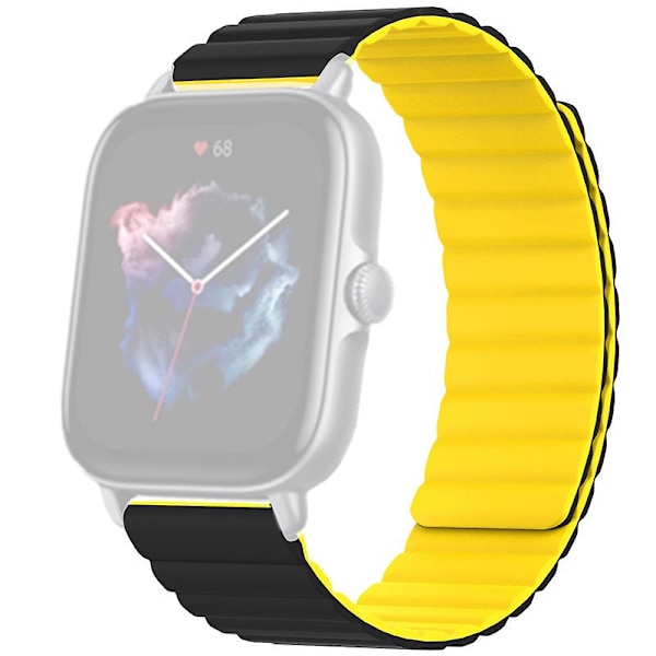 Silikon 20mm magnetisk sportsarmbånd for Huami Amazfit Gts 4/3/2/1/mini Black Yellow