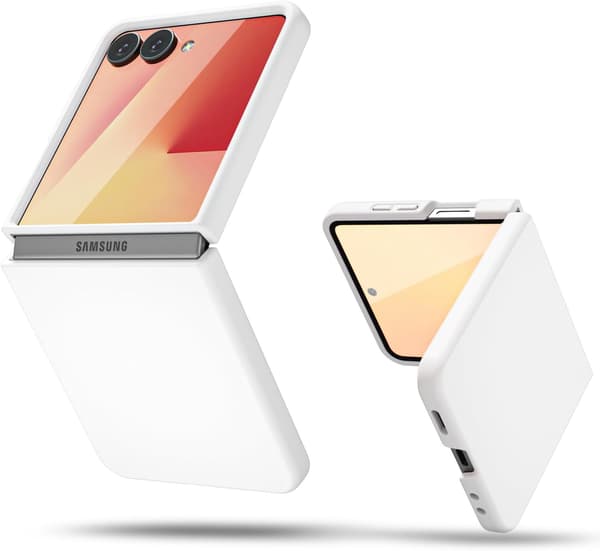 Etui til Samsung Galaxy Z Flip 7, flytende silikon TPU-deksel (hvit)
