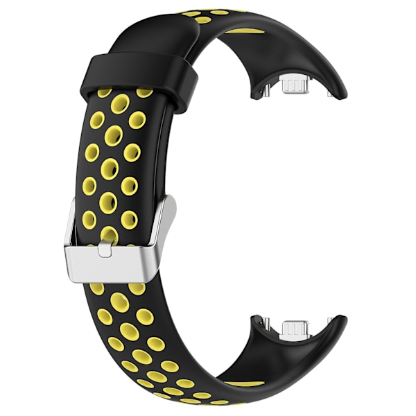 Dual-farvet silikoneurrem til Xiaomi Smart Band 8, med rustfrit stål-stik Black Yellow
