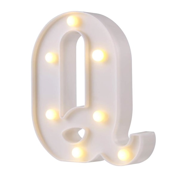 LED-bokstavlys med bryterdesign, vanntett alfabetbokstav nattlyslampe for fest, klubb, bar, bokstav Q