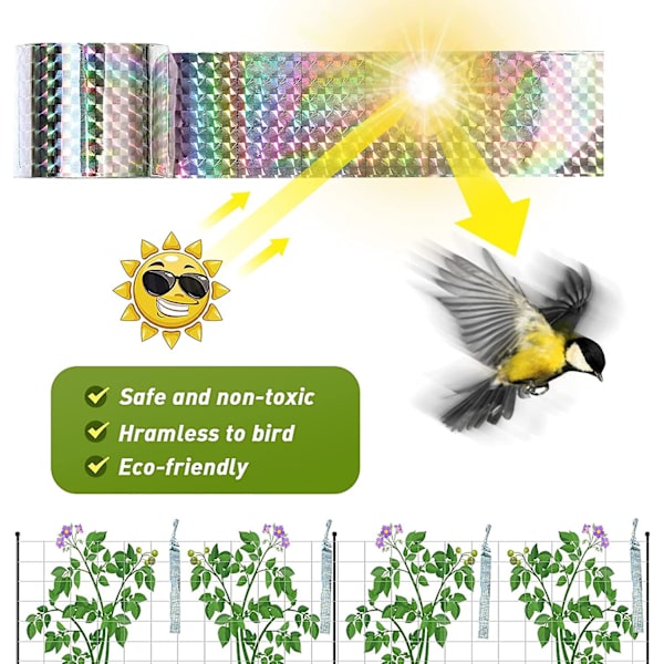 45m Anti Pigeon Bird Repeller Tape Dobbeltsidet Anti Bird Repellent Tape Skinnende holografisk fugleafvisende tape til at skræmme fugle Fugleskræmmere fugle