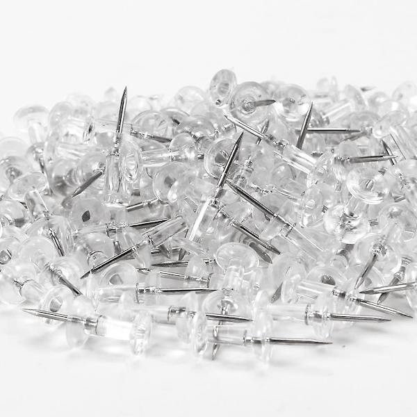Tryckstift 400 Count Standard klara tumstift Stålspets och genomskinligt plasthuvud