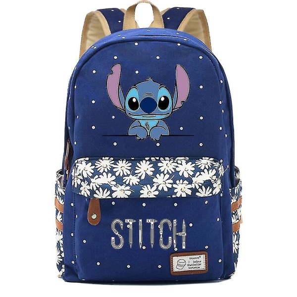 Ny Kawaii Stitch Gutt Jente Barn Skolebok Vesker Dame Bagpack Tenåringer Skolesekker Lerret Reise Laptop Ryggsekk Dark blue 2