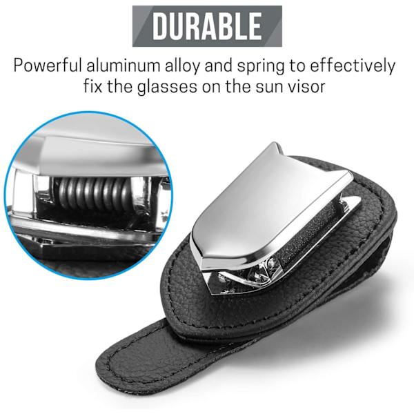 2 pakker Bilbrilleholder Universal Car Visir Solbriller Holder Clip Lær Brillehenger og billettkort Clip Brillefeste for bil Gray