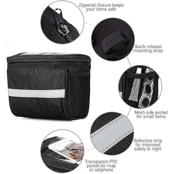 Cykelstyrtaske Isoleret frontlomme Mtb-styrtaske black
