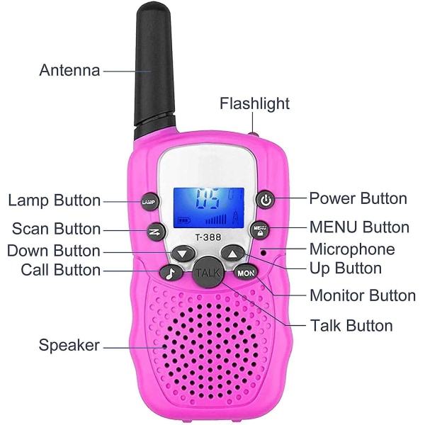 Walkie talkies för barn 3 km lång räckvidd för barn Walky talky handdator Pink