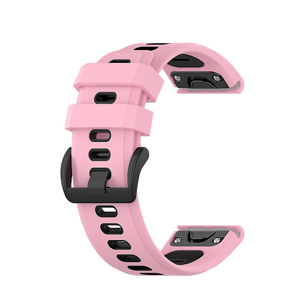 20 mm tofarvet silikone jack urbånd til Garmin Fenix ​​7s Pink Black