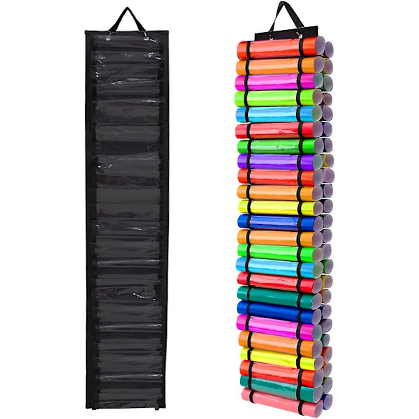 Vinylförvaringsställ, 48 rullfack Värmeöverföringspapper Förvaring Organizer för värmeöverföringspapper/omslagspapper (svart)