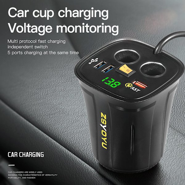Usb-billaddare för bil Dubbla portar 3.0 Billaddare 80w Metall Snabbladdare Hållare Red