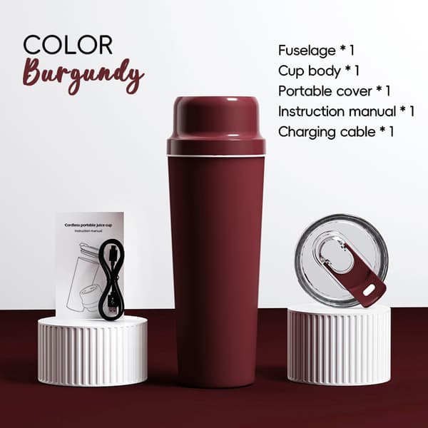 Mehustin 650 ml USB-mehusekoitin, 20 terää 3000 mAh (punainen)