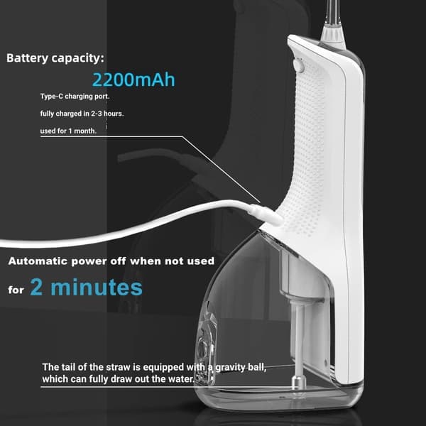 Oral Irrigator - 330 ml IPX7 med 5 moduser 4 dyser (hvit)