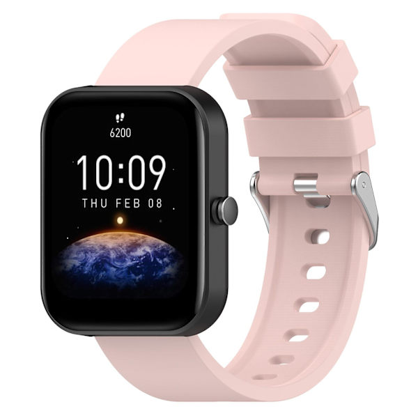 Silikonarmband för Garmin Venu/Venu 2 Plus/Venu Sq/Venu Sq 2, 20 mm klockarmband med spänne i rostfritt stål Light Pink