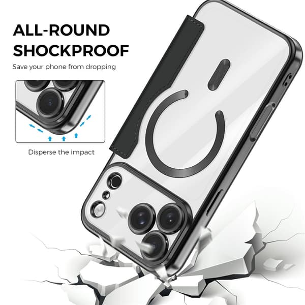 Etui til iPhone 18 Pro, magnetisk kompatibel og RFID-blokkerende kortholder Blue For iPhone 18 Pro
