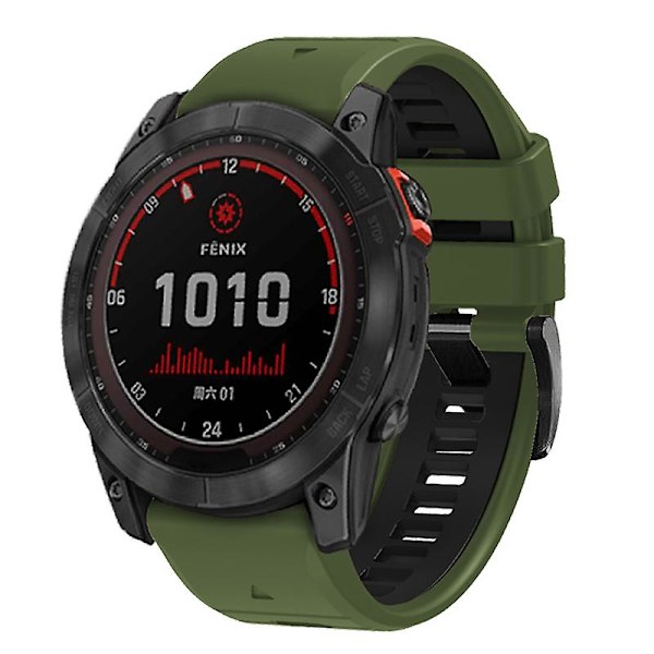 Tvåfärgat ersättningsarmband i silikon till Garmin Fenix 7 Pro / Fenix 7 Army Green Black