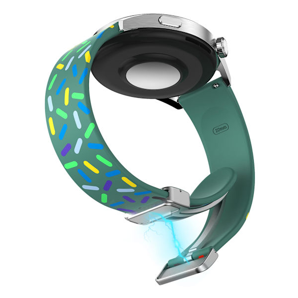 Kuvioitu silikoniranneke Samsung Galaxy Watch6 / Watch6 Classic / Watch 5 Pro / Watch4 Classic -kellolle, 20 mm:n ranneke Green Rainbow