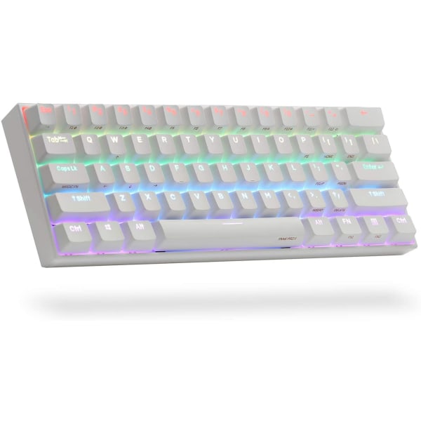 Anne Pro 2 Mekanisk gaming-tastatur 60 % ægte RGB-baggrundsbelyst - Kablet/trådløs Bluetooth 5.0 PBT Type-c (Gateron Rød, Hvid)