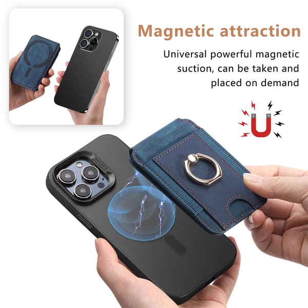 Unisex Wallet, Rfid-blokerende Magsafe Magnetisk Wallet, Egnet Til Iphone15/14/13/12 Serien (Sort)