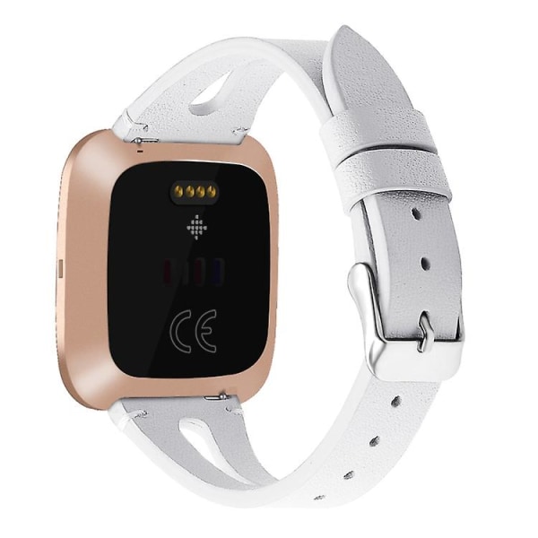 Til Fitbit Versa 2 læder urrem med midteråbning IDZ White