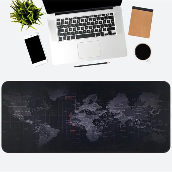 Musematte - Verdensatlas Skrivebordsforlenget Tastaturmatte (80 X 30 X 0,4 cm)
