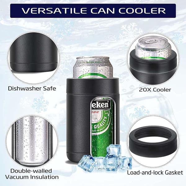 Ølflaske- og dåsekøler med øloplukker, 12 Oz (mat sort) Black 350ml