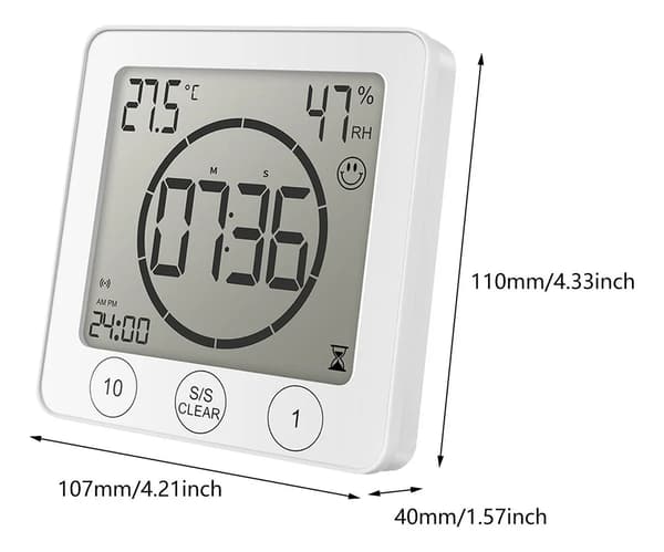 Digital duschklocka, pekskärmstimer, temperaturfuktighet (1-pack) 1pack