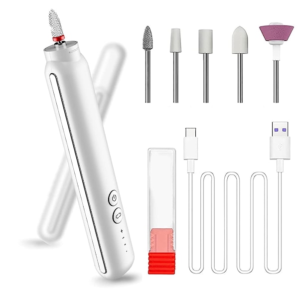 Electric Nail File Electric Cordless Nail Drill Machine Professional Manicure Set With Bits White