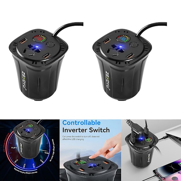 Dc 12v til Ac 110v 220v Bilkonverter Usb Strømforsyning Adapter Bil Inverter Red 220V