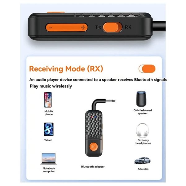 Bluetooth 5.4-mottaker Sender 3,5 mm Aux-kontakt