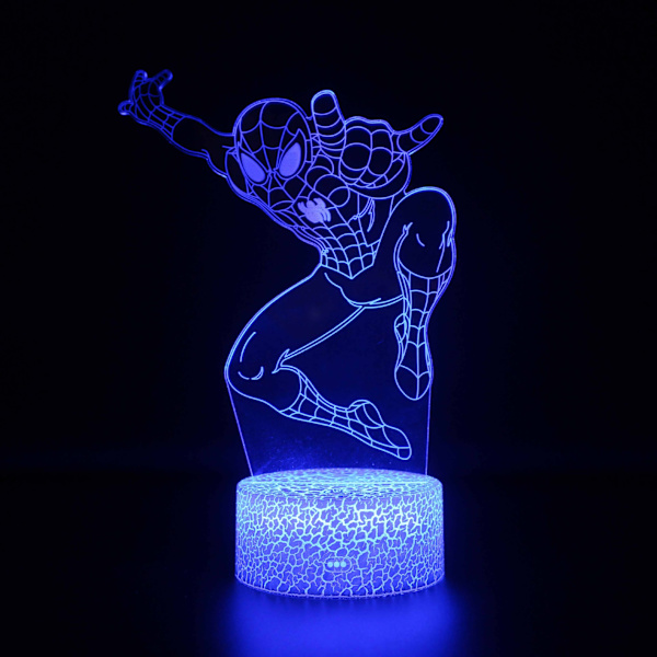 Spiderman serie 3d nattlampa pojke flicka god natt present Vit bas: Färgglad touch 1 16 color remote control