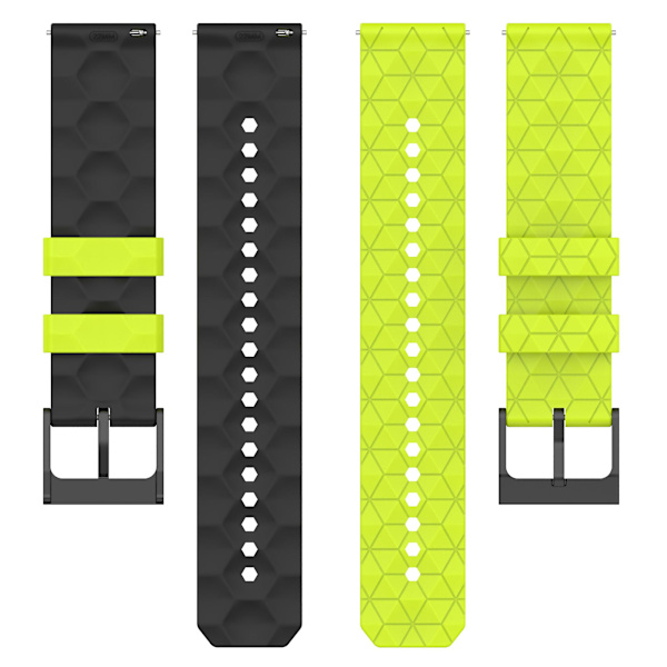 Fotbolls Mönster Dubbel Färg 22mm Silikon Klockarmband för Huami Amazfit GTR 4 46mm Lime  Black