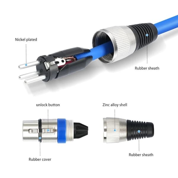Adapter 3-benet XLR han til XLR hun mikrofonkabel balanceret patchkabel (blå 2m) Blue 2m