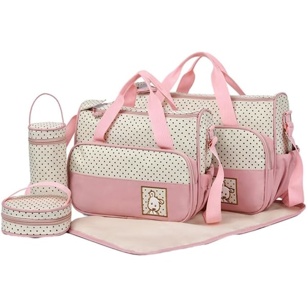 5 st/set, Trendig Prickig Multifunktionell Mammaväska, Stor Kapacitet Crossbody Mammaväska - Rosa