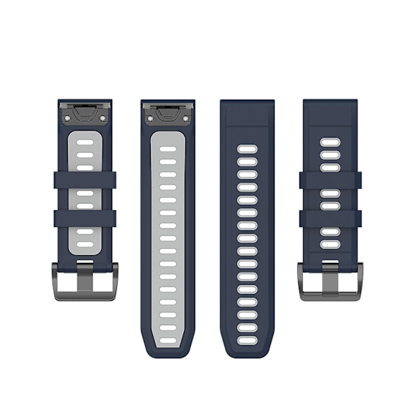 26 mm tofarvet silikone jack urbånd til Garmin Fenix ​​7x Blue Gray