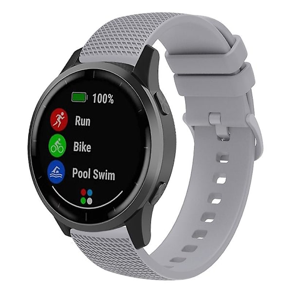 18mm ruudullinen silikonihihna Garmin Venu 3s / Forerunner 265s -kellolle Grey