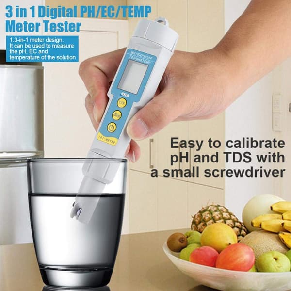 Digital PH-måler, 3 i 1 PH/EC/Temp-måler Vandkvalitetstestmåler