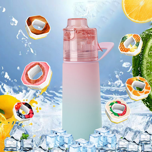 750 ml duftvannflaske med 6 smakskapsler, lekkasjesikker med sugerør, egnet for utendørs sport, barnegavene Gradient Pink
