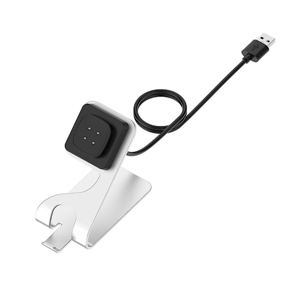 Trådløs oplader dock ladestation til Versa3 Versa4 Sense Sense2 ur Silver