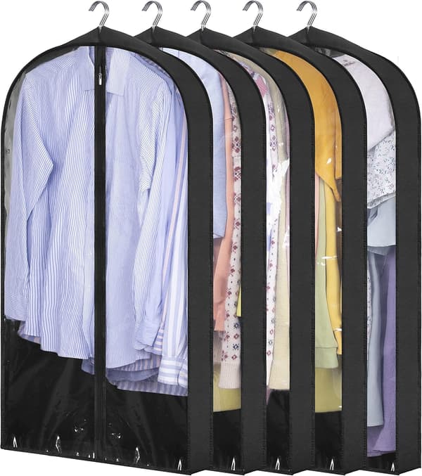 152 cm plaggpåsar för tillämplig vindjacka, 5-pack svart