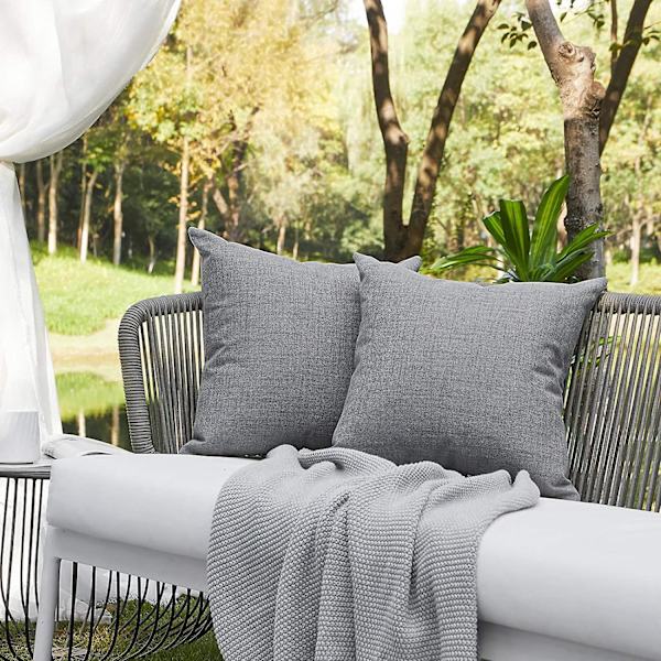 Udendørs puder til terrassemøbler Vandtætte pudebetræk Firkantet havepude Bondegårdslinned Pudebetræk Skal til terrasse Telt Sofa 18x1 Dark Grey 20 * 20 Inch