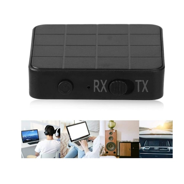 Bluetooth 5.0 Audio Lähetin & Vastaanotin 2-in-1 Audio Vastaanotin Lähetin Musiikki Stereo Adapterit Autoon TV PC Musta