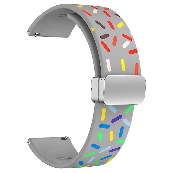 Kuosi silikonirannekkeet Samsung Galaxy Watch6 / Watch6 Classic / Watch 5 Pro / Watch4 Classic -kellolle, 20 mm:n ranneke Grey Rainbow
