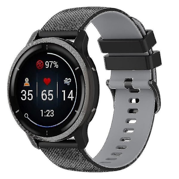 Klokkestropper for Garmin Vivoactive 4/Garmin Forerunner 255 klokkebånd Grid Texture erstatningsklokke Black Grey D Garmin Forerunner 255