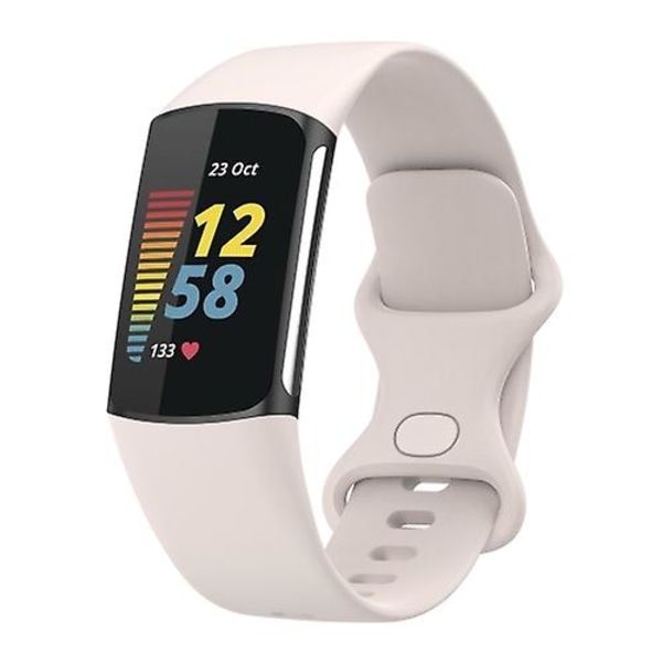 For Fitbit Charge 5 silikonklokkebånd TJD Moon White