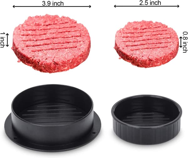 Hamburgerpress, med 100 st hamburgerpapper, 3-i-1 non-stick biff-form